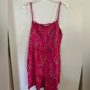 Hot Pink Floral Spaghetti Strap Sundress